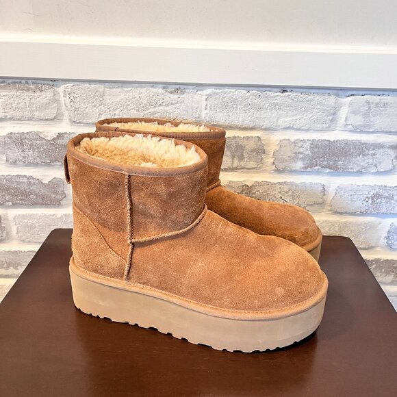 Ugg Classic Mini Platform Chestnut Boots Womens Size 10 SN 1134991 Booties - Picture 9 of 9